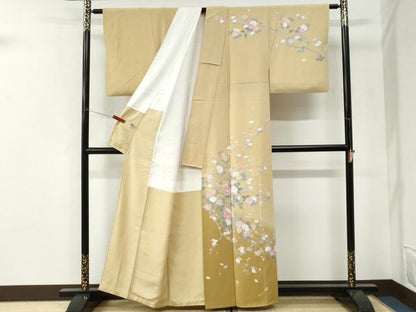平和屋着物●訪問着　友禅　作家物　枝花文　暈し染め　正絹　逸品　CABI3369yc