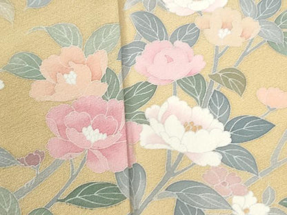平和屋着物●訪問着　友禅　作家物　枝花文　暈し染め　正絹　逸品　CABI3369yc
