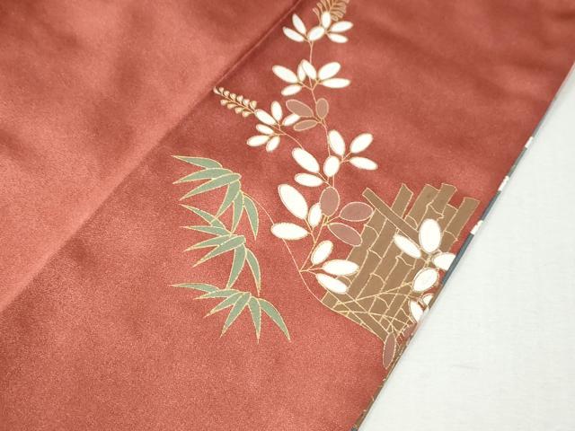 平和屋着物●訪問着　立波竹垣枝菊文　暈し染め　金彩　ロング丈　正絹　逸品　CABI3371yc