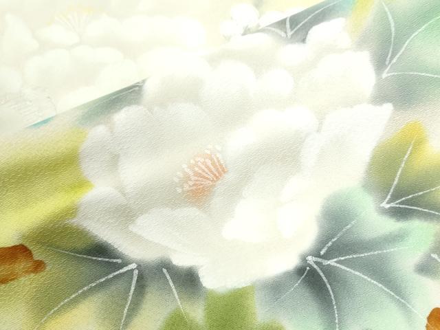 平和屋着物●訪問着　刺繍　牡丹花文　暈し染め　正絹　逸品　CABI3376yc