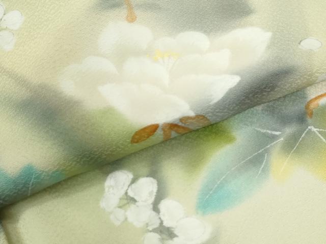 平和屋着物●訪問着　刺繍　牡丹花文　暈し染め　正絹　逸品　CABI3376yc
