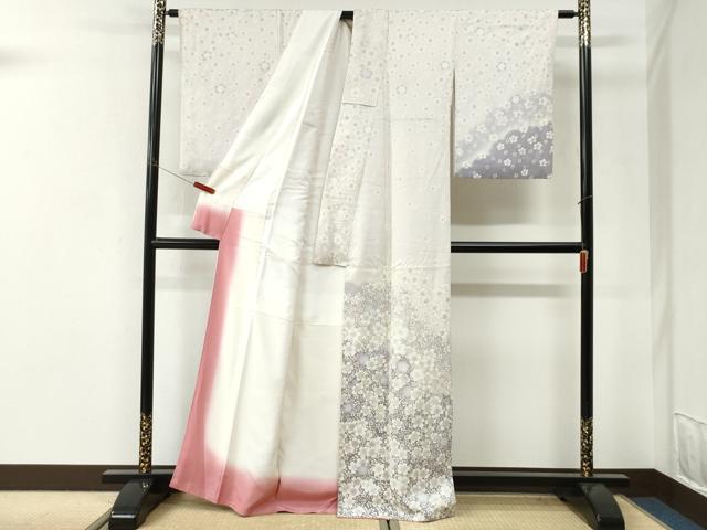 平和屋着物●訪問着　舞桜文　暈し染め　正絹　逸品　CABI3378yc