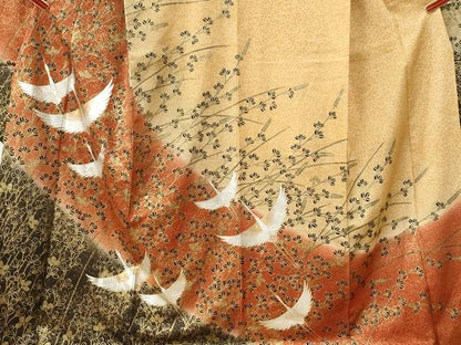 平和屋着物●豪華振袖　飛鶴萩文　暈し染め　金銀彩　正絹　逸品　CABI3380yc