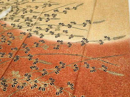 平和屋着物●豪華振袖　飛鶴萩文　暈し染め　金銀彩　正絹　逸品　CABI3380yc