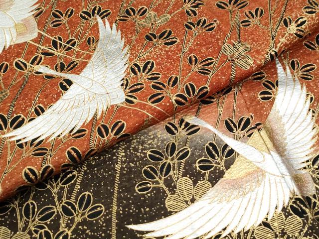 平和屋着物●豪華振袖　飛鶴萩文　暈し染め　金銀彩　正絹　逸品　CABI3380yc