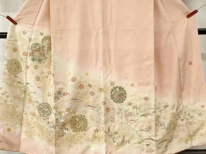平和屋着物●中国三大刺繍　蘇州刺繍　スワトウ刺繍　総刺繍　訪問着　道長吉祥花文　暈し染め　金糸　正絹　逸品　CABI3383yc