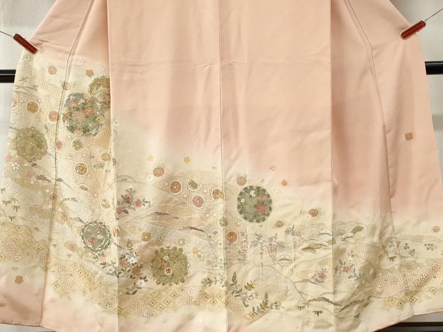 平和屋着物●中国三大刺繍　蘇州刺繍　スワトウ刺繍　総刺繍　訪問着　道長吉祥花文　暈し染め　金糸　正絹　逸品　CABI3383yc