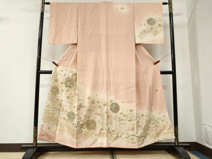 平和屋着物●中国三大刺繍　蘇州刺繍　スワトウ刺繍　総刺繍　訪問着　道長吉祥花文　暈し染め　金糸　正絹　逸品　CABI3383yc