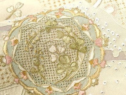 平和屋着物●中国三大刺繍　蘇州刺繍　スワトウ刺繍　総刺繍　訪問着　道長吉祥花文　暈し染め　金糸　正絹　逸品　CABI3383yc