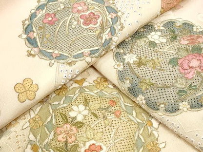 平和屋着物●中国三大刺繍　蘇州刺繍　スワトウ刺繍　総刺繍　訪問着　道長吉祥花文　暈し染め　金糸　正絹　逸品　CABI3383yc