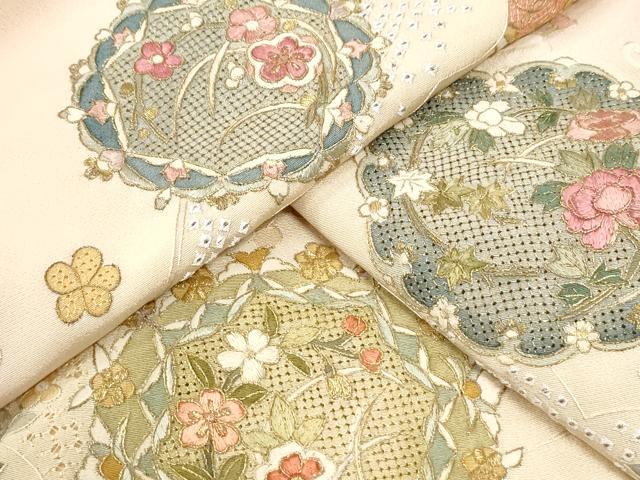 平和屋着物●中国三大刺繍　蘇州刺繍　スワトウ刺繍　総刺繍　訪問着　道長吉祥花文　暈し染め　金糸　正絹　逸品　CABI3383yc