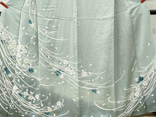 平和屋着物●訪問着　舞花文　暈し染め　銀彩　正絹　逸品　CABI3385yc