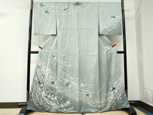 平和屋着物●訪問着　舞花文　暈し染め　銀彩　正絹　逸品　CABI3385yc