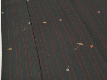平和屋着物●上質な小紋　よろけ縞　溢れ松葉梅文　金彩　ロング丈　正絹　逸品　CABI3387yc
