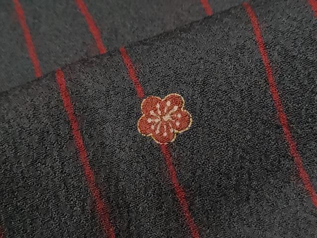 平和屋着物●上質な小紋　よろけ縞　溢れ松葉梅文　金彩　ロング丈　正絹　逸品　CABI3387yc