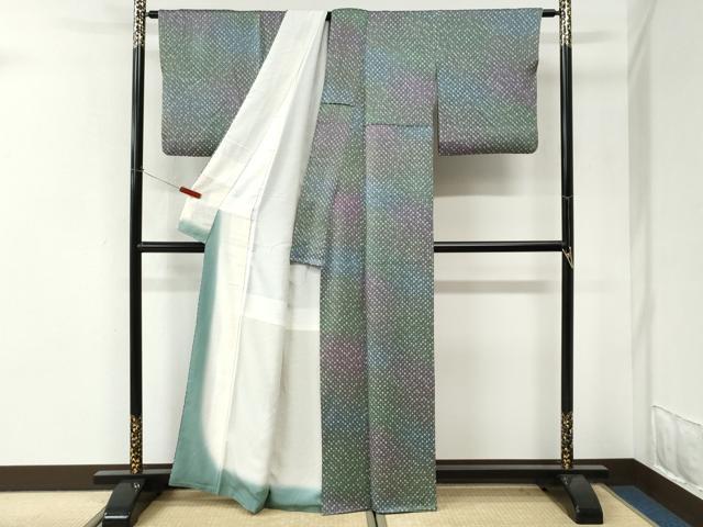平和屋着物●上質な小紋　総絞り　暈し染め　正絹　逸品　CABI3389yc