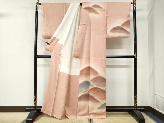 平和屋着物●訪問着　刺繍　遠山箔散らし　暈し染め　金彩　正絹　逸品　CABI3390yc