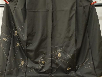 平和屋着物●訪問着　本場縞大島紬　総刺繍　刺し子　ミミズク　ロング丈　正絹　逸品　CABI3398yc