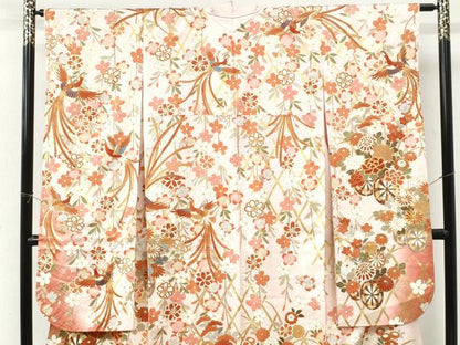 平和屋着物●豪華振袖・長襦袢セット　駒刺繍　鳳凰籬牡丹花車文　暈し染め　金彩　正絹　逸品　CABI3400yc