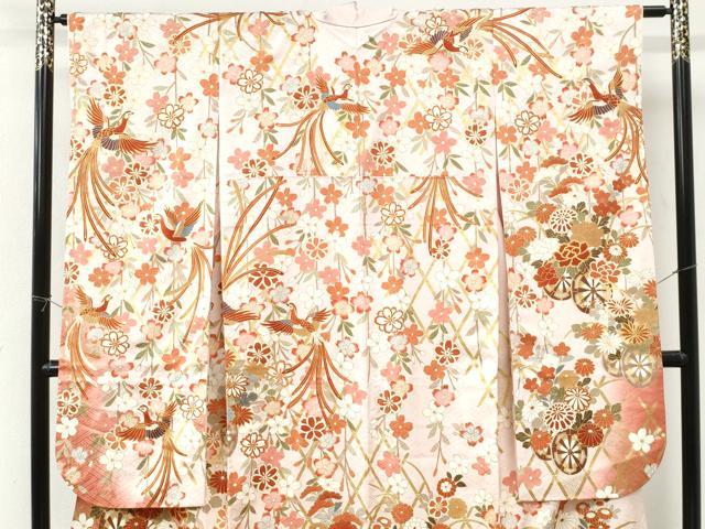平和屋着物●豪華振袖・長襦袢セット　駒刺繍　鳳凰籬牡丹花車文　暈し染め　金彩　正絹　逸品　CABI3400yc