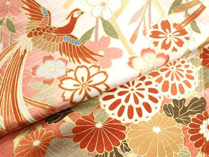 平和屋着物●豪華振袖・長襦袢セット　駒刺繍　鳳凰籬牡丹花車文　暈し染め　金彩　正絹　逸品　CABI3400yc