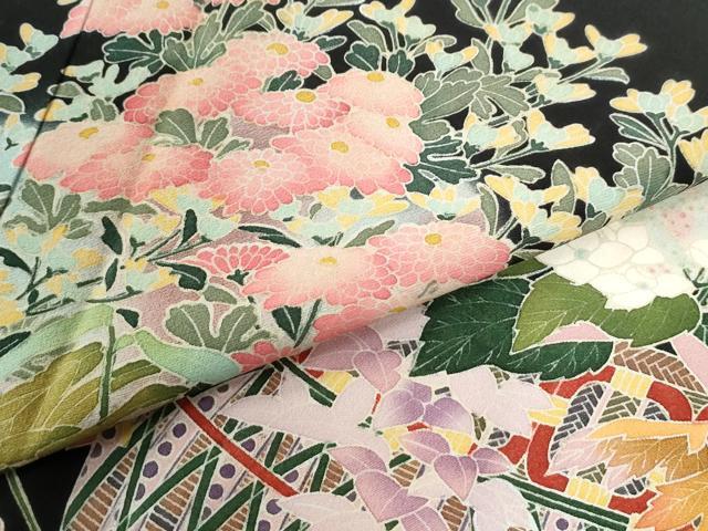 平和屋着物●京加賀友禅　松本健一　黒留袖　陶器花文　正絹　逸品　CABI3414yc