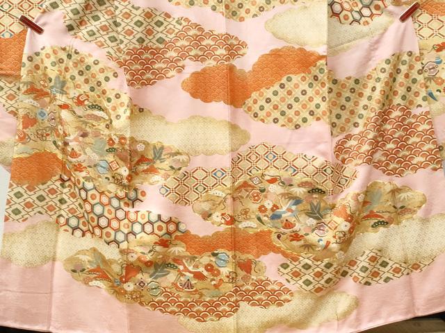 平和屋着物●豪華振袖　駒刺繍　雲取り飛鶴宝尽くし吉祥文　金彩　正絹　逸品　CABI3415yc