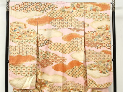平和屋着物●豪華振袖　駒刺繍　雲取り飛鶴宝尽くし吉祥文　金彩　正絹　逸品　CABI3415yc