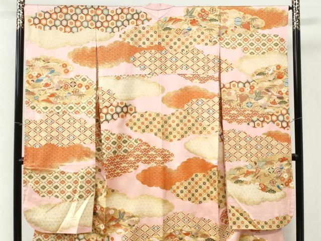 平和屋着物●豪華振袖　駒刺繍　雲取り飛鶴宝尽くし吉祥文　金彩　正絹　逸品　CABI3415yc