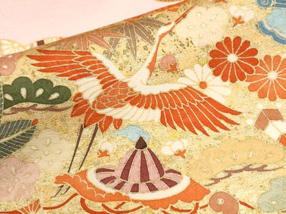 平和屋着物●豪華振袖　駒刺繍　雲取り飛鶴宝尽くし吉祥文　金彩　正絹　逸品　CABI3415yc