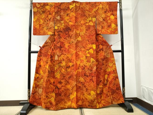 平和屋着物●上質な小紋　地紋起こし　舞花尽くし　正絹　逸品　CABI3416yc
