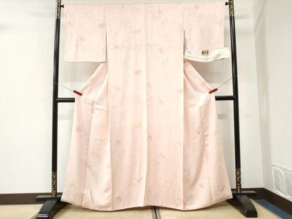平和屋着物●上質な小紋　地紋起こし　舞花文　反端付き　正絹　逸品　CABI3418yc