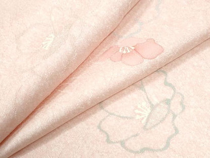 平和屋着物●上質な小紋　地紋起こし　舞花文　反端付き　正絹　逸品　CABI3418yc