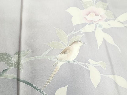 平和屋着物●訪問着　休み鳥枝花文　暈し染め　正絹　逸品　CABI3423yc