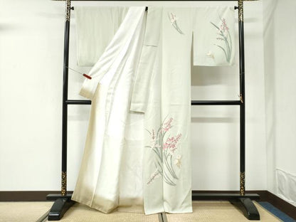 平和屋着物●訪問着　友禅　作家物　草花文　正絹　逸品　CABI3425yc