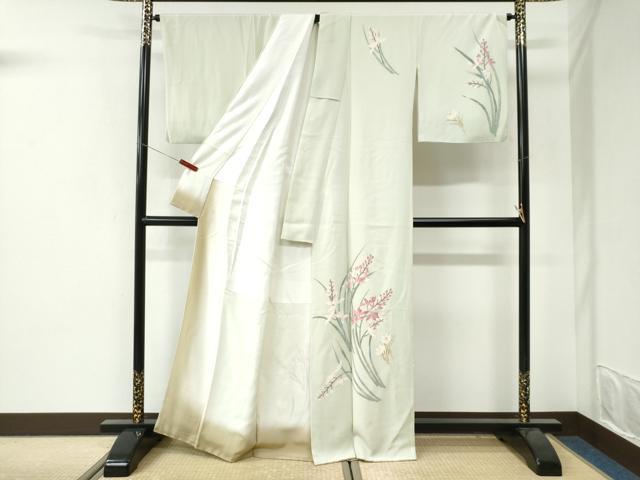 平和屋着物●訪問着　友禅　作家物　草花文　正絹　逸品　CABI3425yc