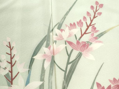 平和屋着物●訪問着　友禅　作家物　草花文　正絹　逸品　CABI3425yc