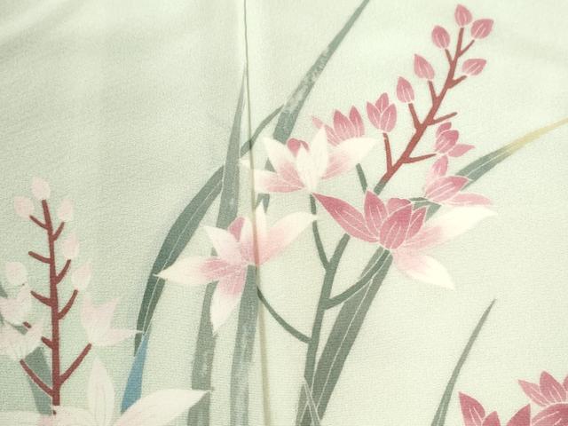 平和屋着物●訪問着　友禅　作家物　草花文　正絹　逸品　CABI3425yc