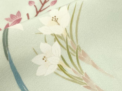 平和屋着物●訪問着　友禅　作家物　草花文　正絹　逸品　CABI3425yc