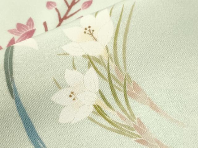 平和屋着物●訪問着　友禅　作家物　草花文　正絹　逸品　CABI3425yc