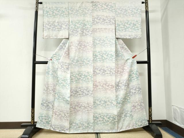 平和屋着物●上質な小紋　流水籬鴛鴦文　暈し染め　金彩　正絹　逸品　CABI3427yc