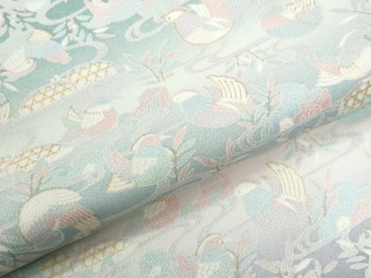 平和屋着物●上質な小紋　流水籬鴛鴦文　暈し染め　金彩　正絹　逸品　CABI3427yc