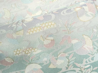 平和屋着物●上質な小紋　流水籬鴛鴦文　暈し染め　金彩　正絹　逸品　CABI3427yc