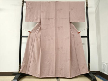 平和屋着物●上質な小紋　菊尽くし　水柿色　正絹　逸品　CABI3429yc