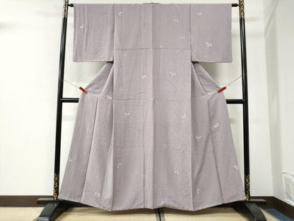 平和屋着物●上質な小紋　絞り　地紋起こし　舞葉文　正絹　逸品　CABI3430yc