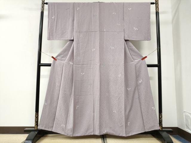平和屋着物●上質な小紋　絞り　地紋起こし　舞葉文　正絹　逸品　CABI3430yc
