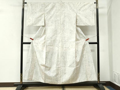 平和屋着物●本場大島紬　白大島　9マルキ　亀甲重ね花唐草文　正絹　逸品　CABI3432yc