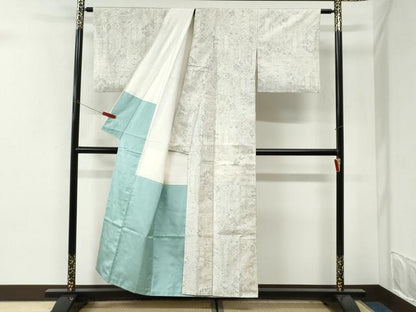 平和屋着物●本場大島紬　白大島　9マルキ　亀甲重ね花唐草文　正絹　逸品　CABI3432yc