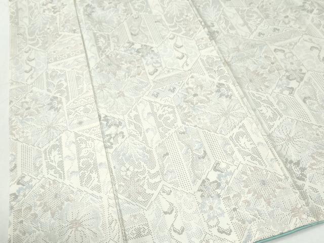 平和屋着物●本場大島紬　白大島　9マルキ　亀甲重ね花唐草文　正絹　逸品　CABI3432yc
