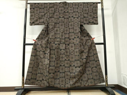 平和屋着物●本場大島紬　7マルキ　遠州七宝　正絹　逸品　CABI3433yc